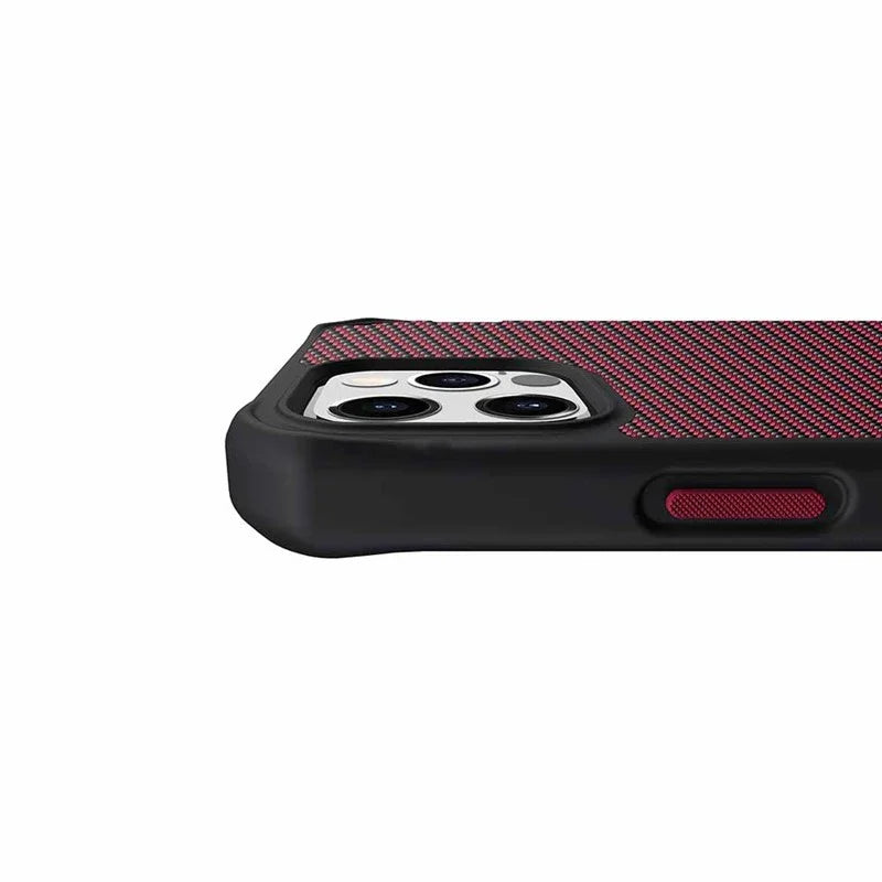 Itskins Hybrid Carbon iPhone 12 & 12 Pro Case - Red Carbon And Red - Tashqila Itskins Hybrid Carbon iPhone 12 & 12 Pro Case - Red Carbon And Red - Tashqila